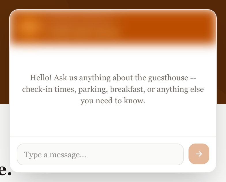Chat widget open showing the welcome greeting